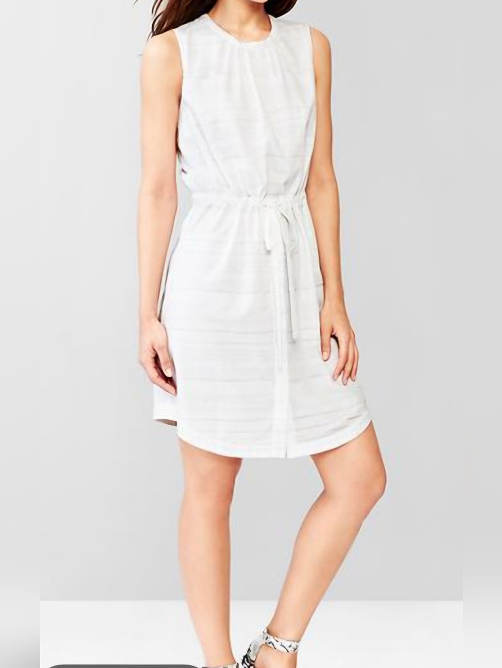 GAP Sleeveless White Tie-Waist Shift Dress